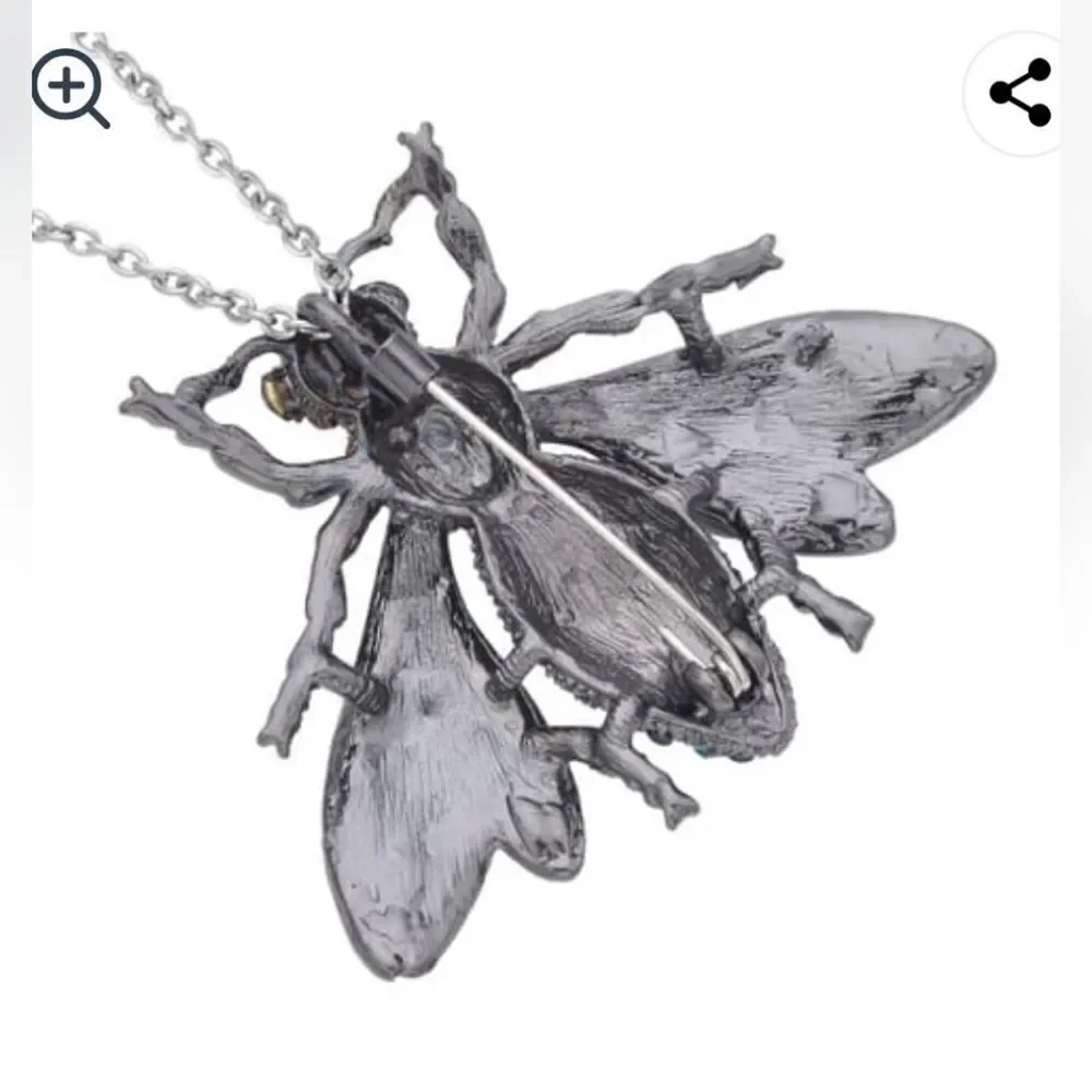 Crystal Housefly Brooch and Necklace‎